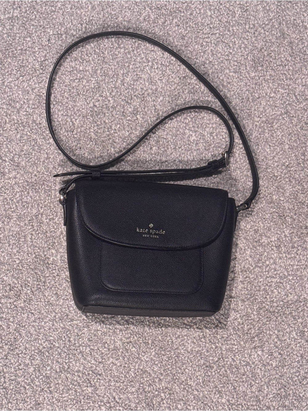 kate spade Black Pebbled Leather Crossbody with Gold Logo